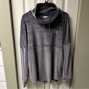 PINK Victoria's Secret Grey Velvet Cowl Neck Pullover with Side Pockets - Medium